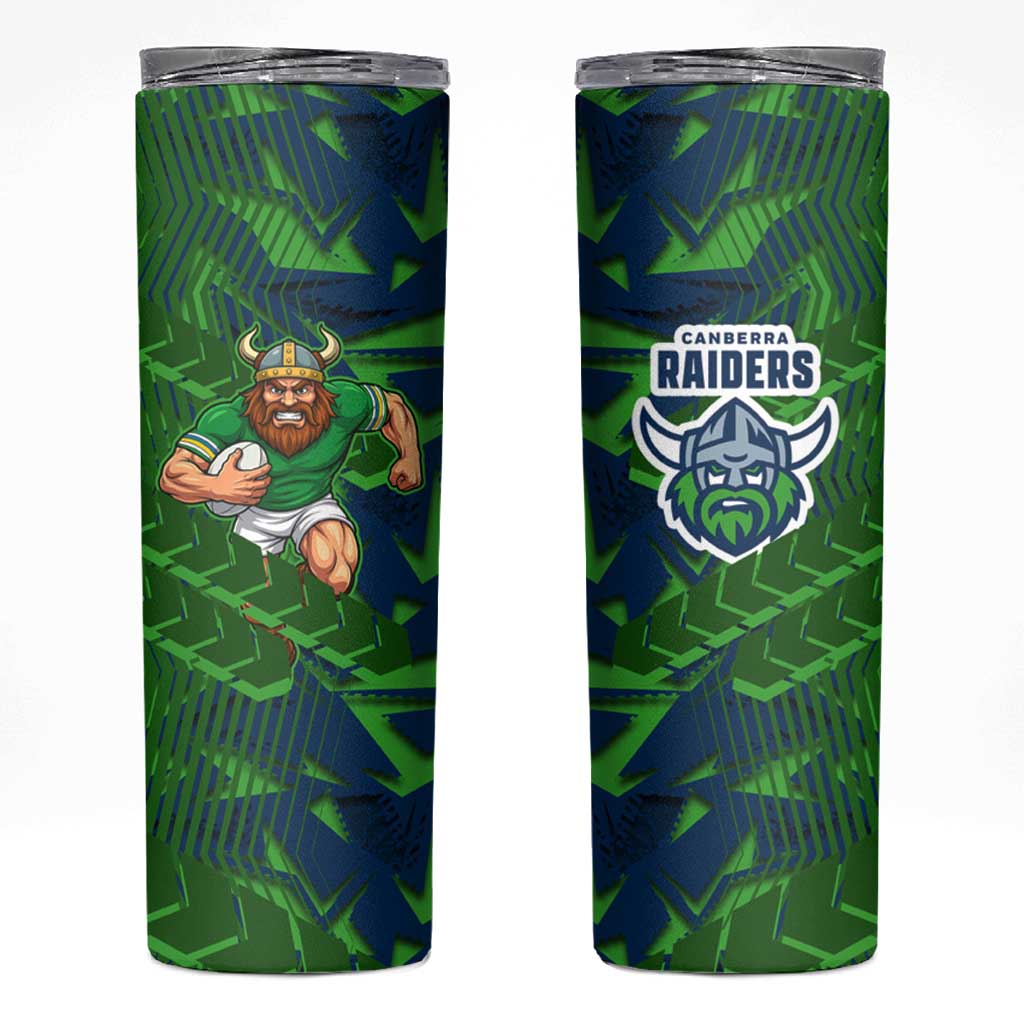 Canberra Raiders Rugby Skinny Tumbler Fierce Mascot Geometric Tribal Art