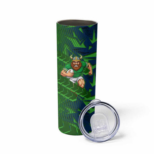 Canberra Raiders Rugby Skinny Tumbler Fierce Mascot Geometric Tribal Art