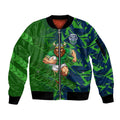 Canberra Raiders Rugby Sleeve Zip Bomber Jacket Fierce Mascot Geometric Tribal Art