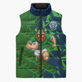 Canberra Raiders Rugby Sleeveless Puffer Jacket Fierce Mascot Geometric Tribal Art