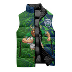 Canberra Raiders Rugby Sleeveless Puffer Jacket Fierce Mascot Geometric Tribal Art