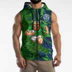 Canberra Raiders Rugby Sleeveless Zip Hoodie Fierce Mascot Geometric Tribal Art