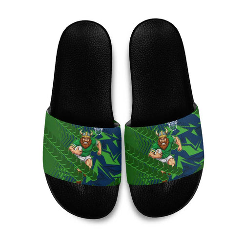 Canberra Raiders Rugby Slide Sandals Fierce Mascot Geometric Tribal Art