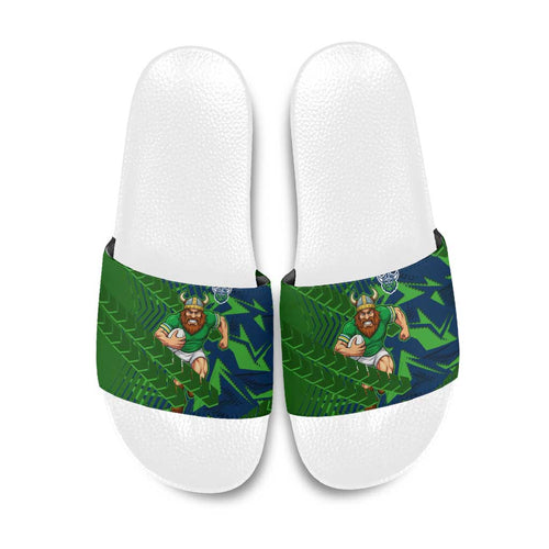 Canberra Raiders Rugby Slide Sandals Fierce Mascot Geometric Tribal Art