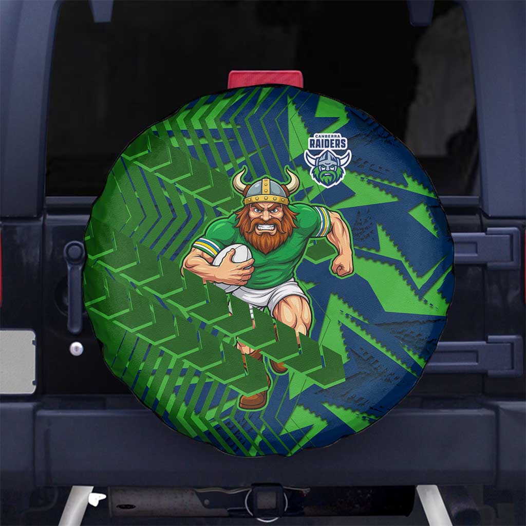Canberra Raiders Rugby Spare Tire Cover Fierce Mascot Geometric Tribal Art