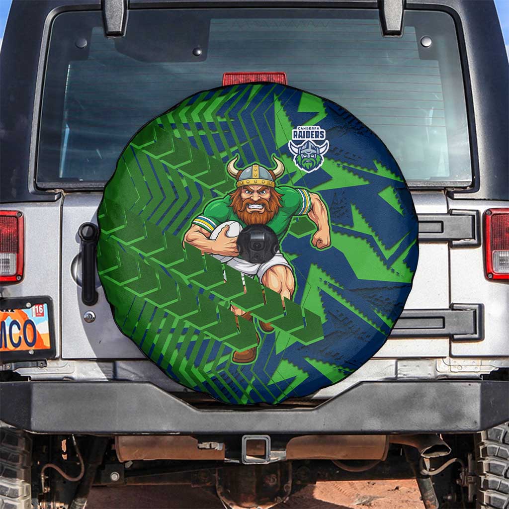 Canberra Raiders Rugby Spare Tire Cover Fierce Mascot Geometric Tribal Art