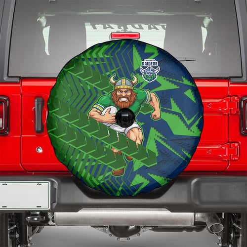 Canberra Raiders Rugby Spare Tire Cover Fierce Mascot Geometric Tribal Art