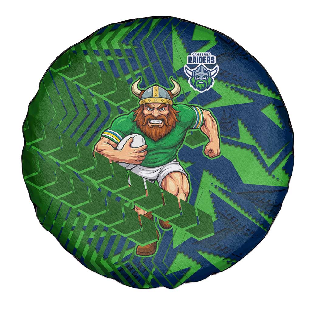 Canberra Raiders Rugby Spare Tire Cover Fierce Mascot Geometric Tribal Art