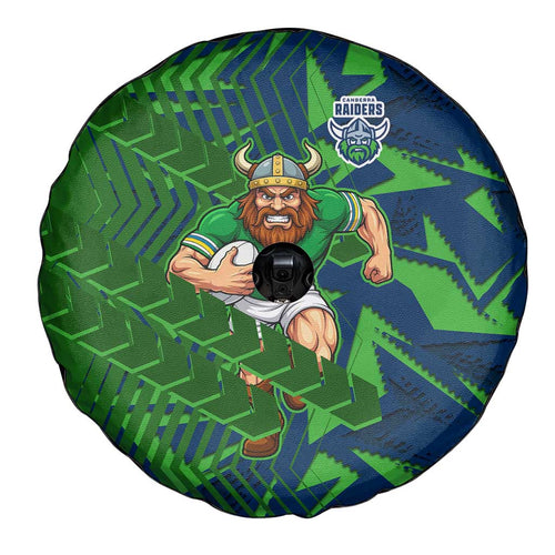 Canberra Raiders Rugby Spare Tire Cover Fierce Mascot Geometric Tribal Art