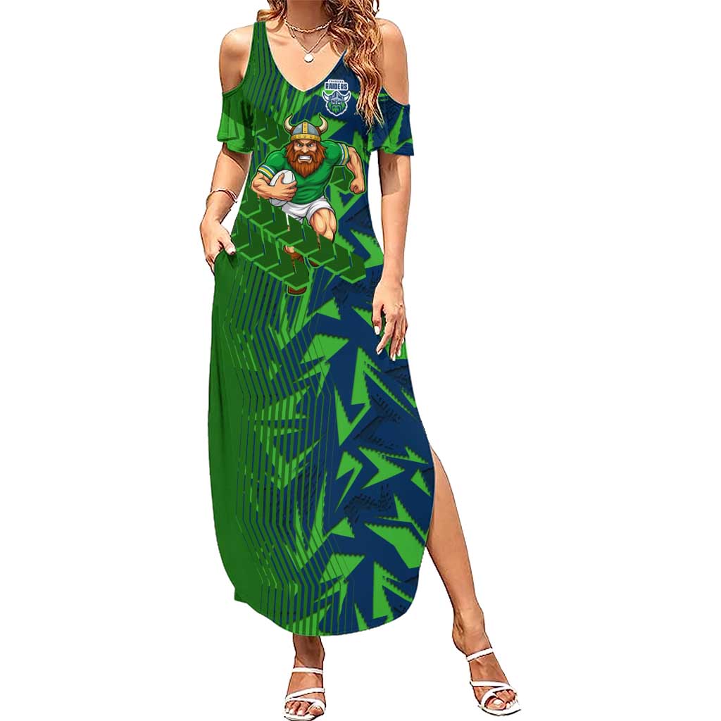 Canberra Raiders Rugby Summer Maxi Dress Fierce Mascot Geometric Tribal Art