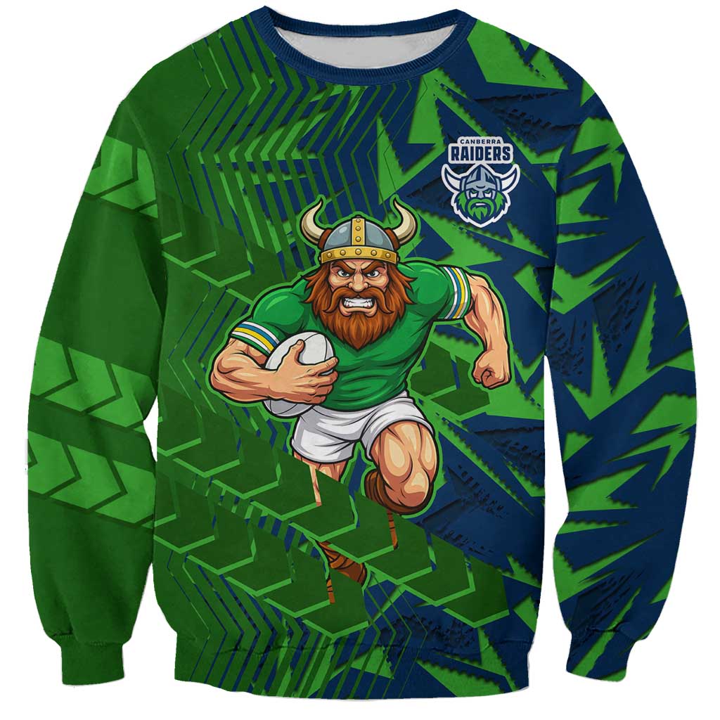 Canberra Raiders Rugby Sweatshirt Fierce Mascot Geometric Tribal Art