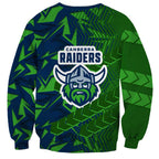 Canberra Raiders Rugby Sweatshirt Fierce Mascot Geometric Tribal Art