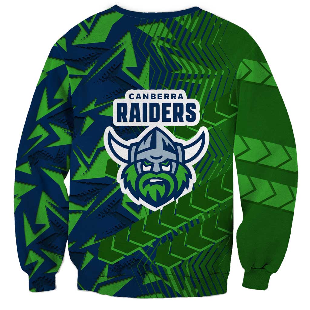 Canberra Raiders Rugby Sweatshirt Fierce Mascot Geometric Tribal Art