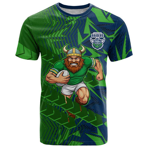 Canberra Raiders Rugby T Shirt Fierce Mascot Geometric Tribal Art