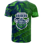 Canberra Raiders Rugby T Shirt Fierce Mascot Geometric Tribal Art