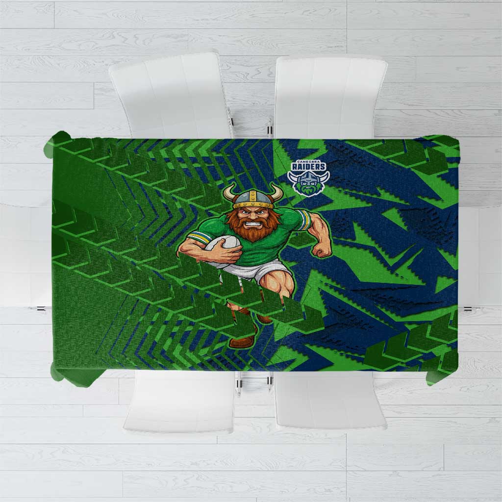 Canberra Raiders Rugby Tablecloth Fierce Mascot Geometric Tribal Art