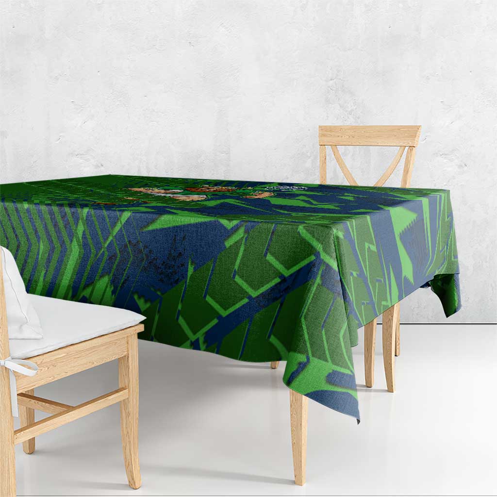 Canberra Raiders Rugby Tablecloth Fierce Mascot Geometric Tribal Art