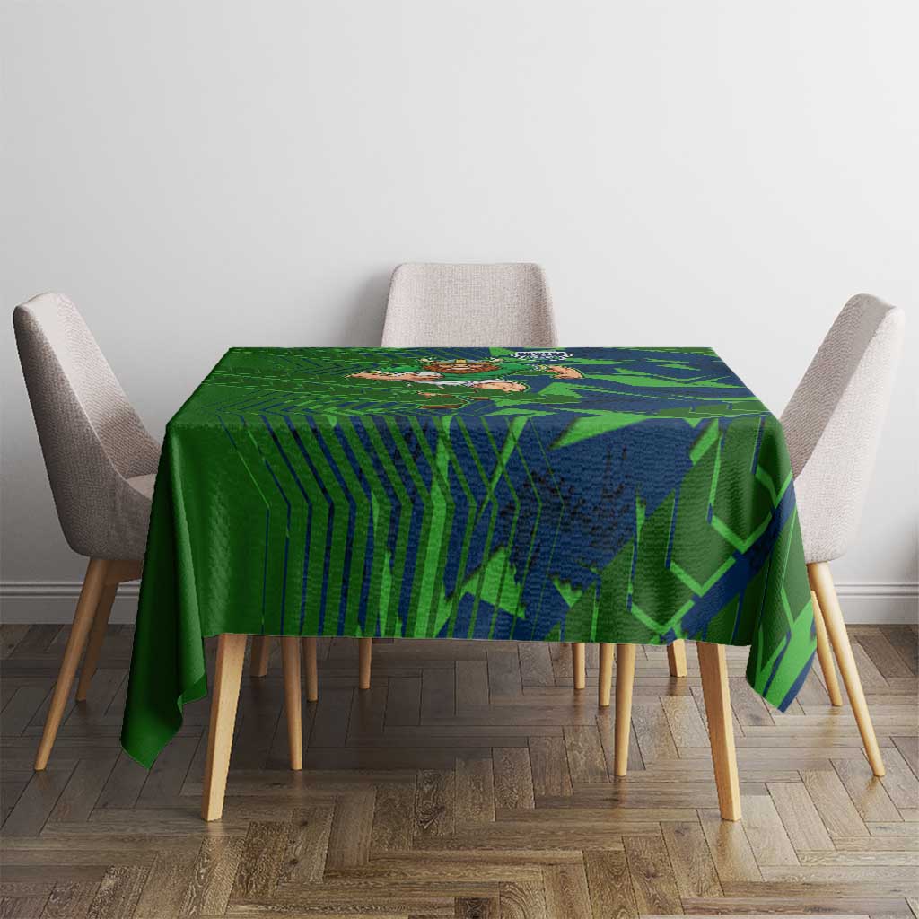 Canberra Raiders Rugby Tablecloth Fierce Mascot Geometric Tribal Art