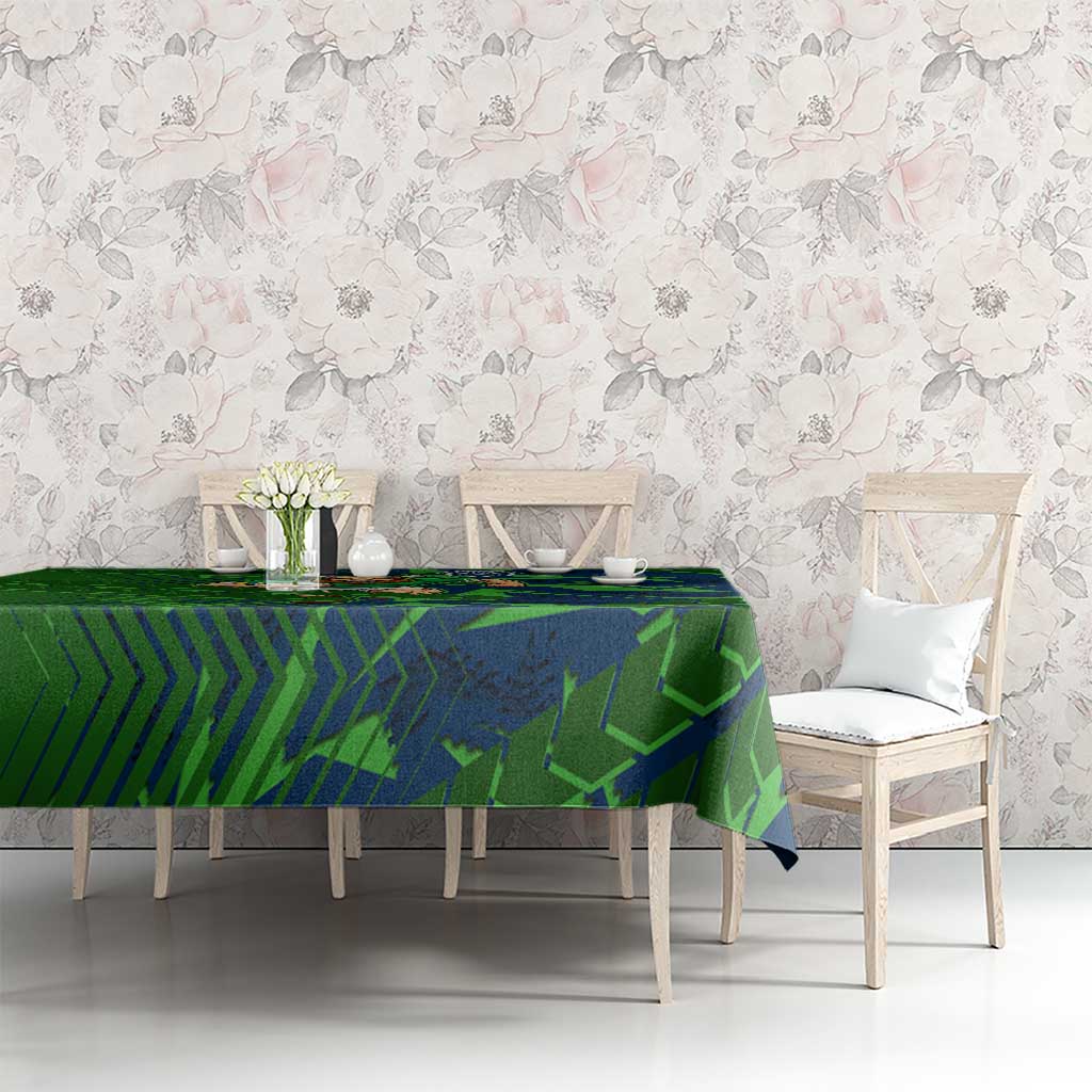 Canberra Raiders Rugby Tablecloth Fierce Mascot Geometric Tribal Art
