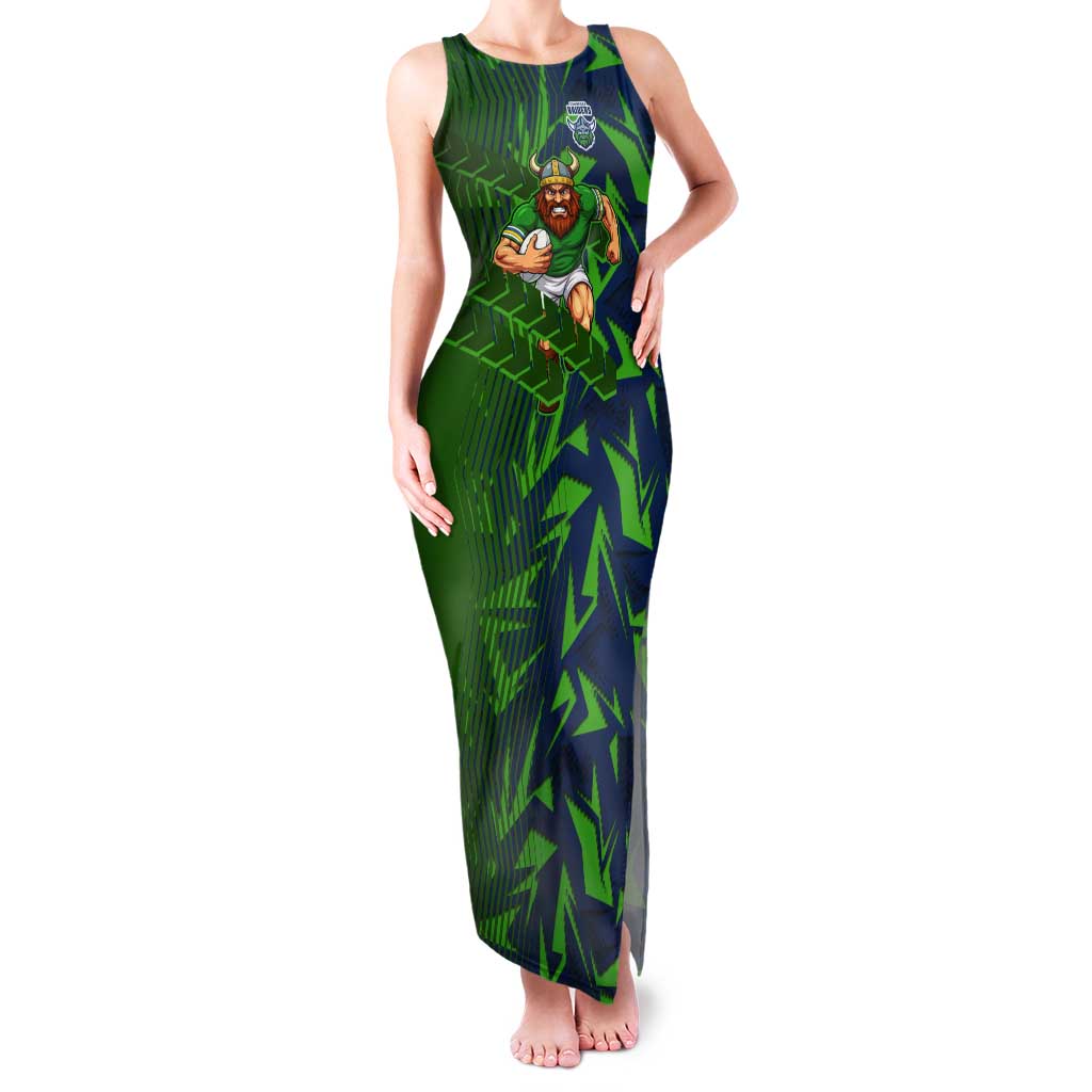 Canberra Raiders Rugby Tank Maxi Dress Fierce Mascot Geometric Tribal Art