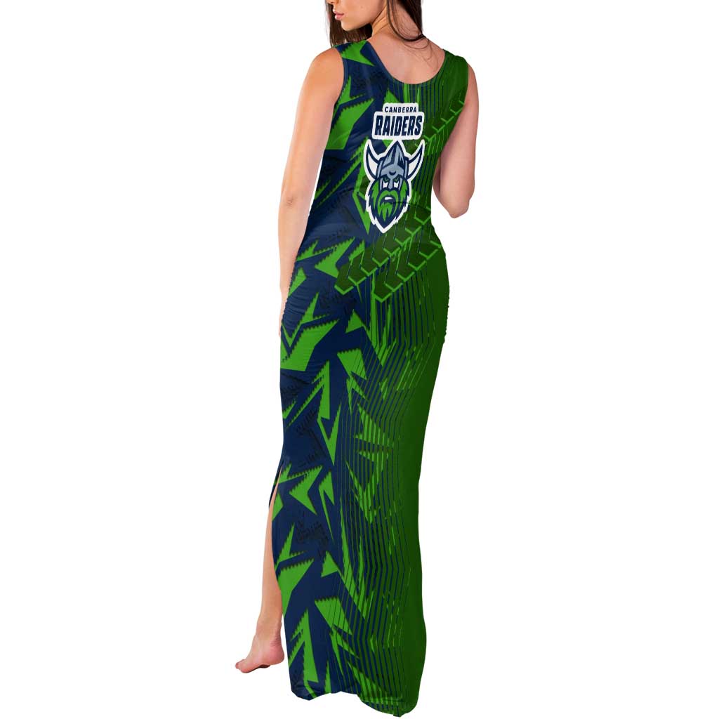 Canberra Raiders Rugby Tank Maxi Dress Fierce Mascot Geometric Tribal Art