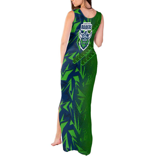 Canberra Raiders Rugby Tank Maxi Dress Fierce Mascot Geometric Tribal Art