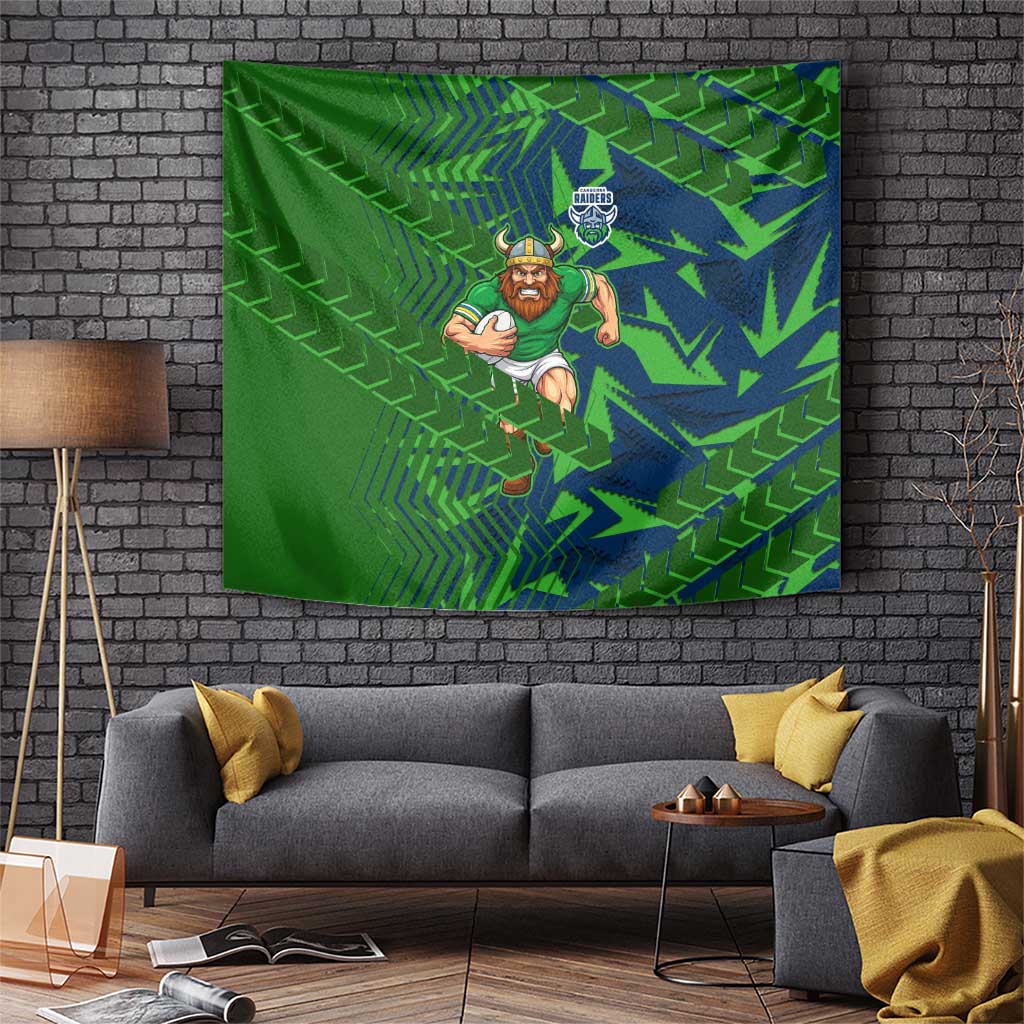 Canberra Raiders Rugby Tapestry Fierce Mascot Geometric Tribal Art