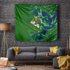 Canberra Raiders Rugby Tapestry Fierce Mascot Geometric Tribal Art