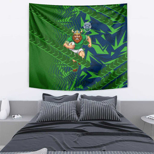Canberra Raiders Rugby Tapestry Fierce Mascot Geometric Tribal Art
