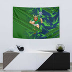 Canberra Raiders Rugby Tapestry Fierce Mascot Geometric Tribal Art