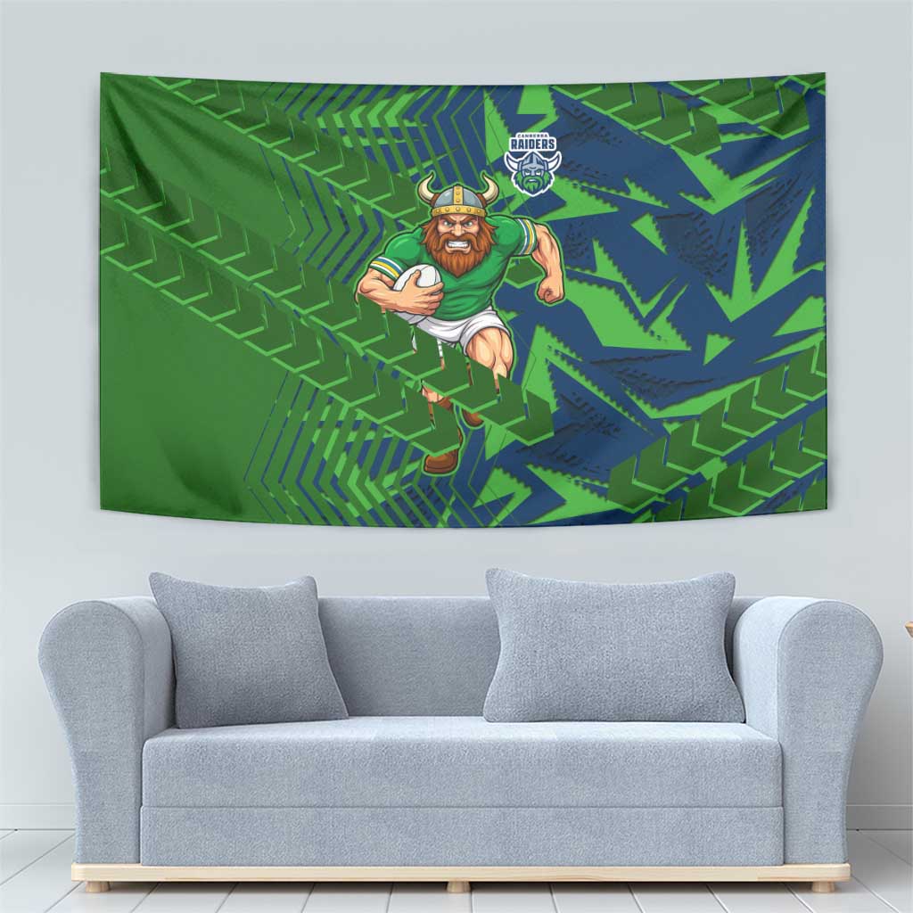 Canberra Raiders Rugby Tapestry Fierce Mascot Geometric Tribal Art