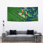 Canberra Raiders Rugby Tapestry Fierce Mascot Geometric Tribal Art