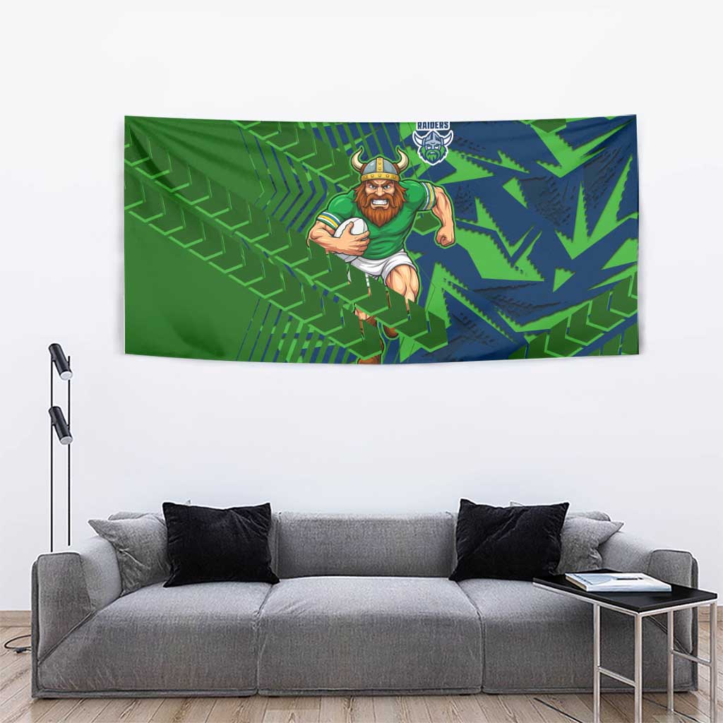 Canberra Raiders Rugby Tapestry Fierce Mascot Geometric Tribal Art