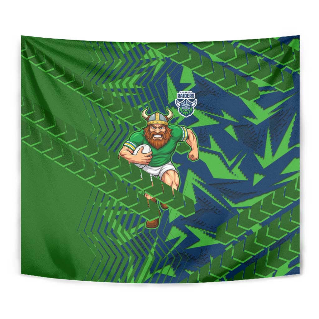 Canberra Raiders Rugby Tapestry Fierce Mascot Geometric Tribal Art