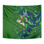 Canberra Raiders Rugby Tapestry Fierce Mascot Geometric Tribal Art