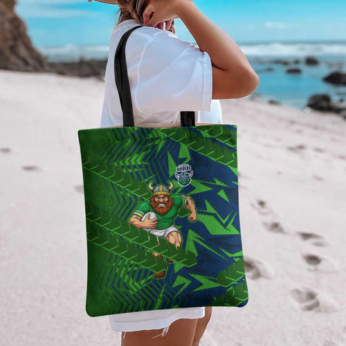Canberra Raiders Rugby Tote Bag Fierce Mascot Geometric Tribal Art