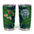 Canberra Raiders Rugby Tumbler Cup Fierce Mascot Geometric Tribal Art