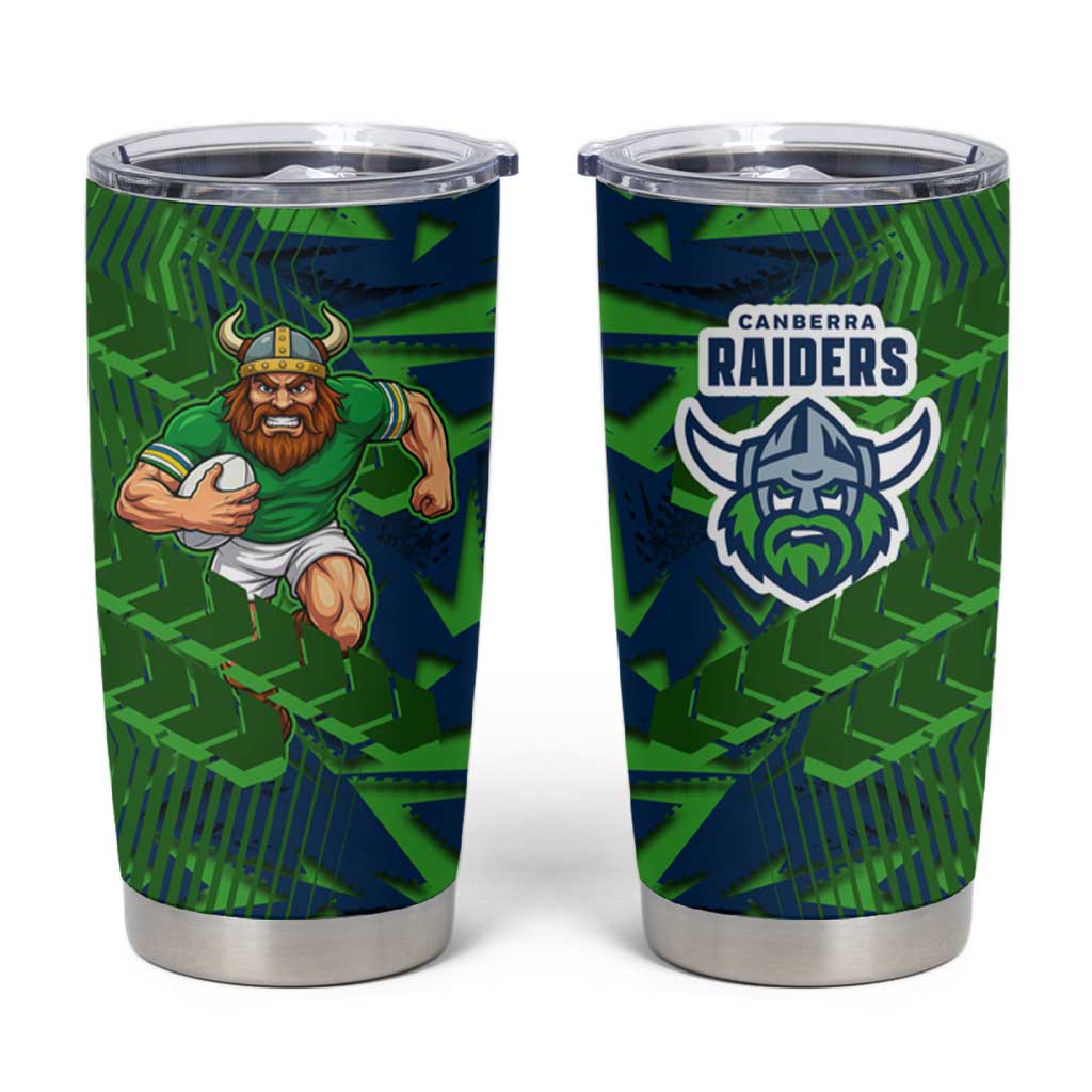 Canberra Raiders Rugby Tumbler Cup Fierce Mascot Geometric Tribal Art