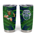 Canberra Raiders Rugby Tumbler Cup Fierce Mascot Geometric Tribal Art
