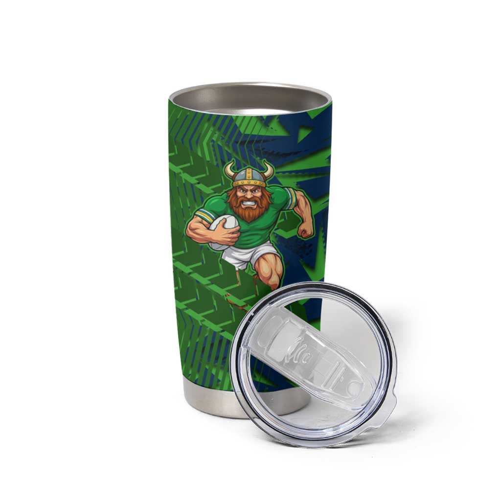 Canberra Raiders Rugby Tumbler Cup Fierce Mascot Geometric Tribal Art