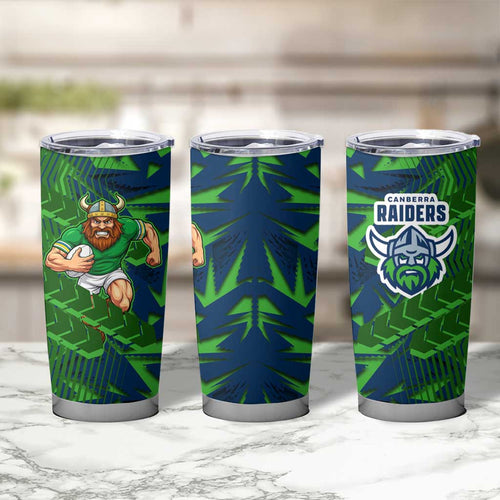 Canberra Raiders Rugby Tumbler Cup Fierce Mascot Geometric Tribal Art
