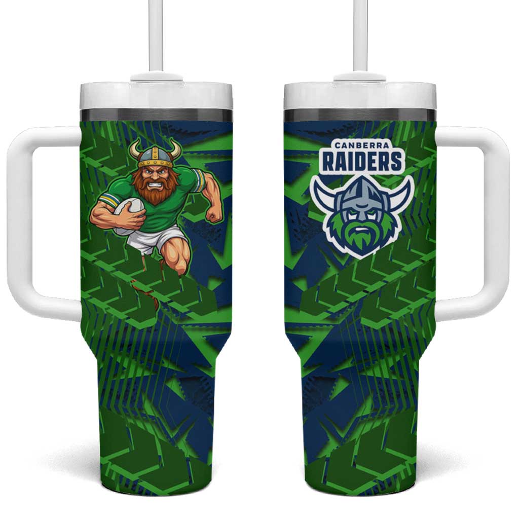 Canberra Raiders Rugby Tumbler With Handle Fierce Mascot Geometric Tribal Art