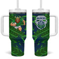 Canberra Raiders Rugby Tumbler With Handle Fierce Mascot Geometric Tribal Art