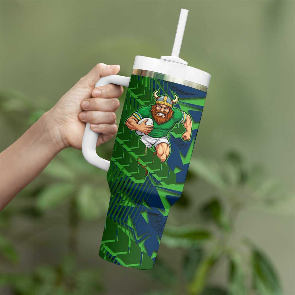 Canberra Raiders Rugby Tumbler With Handle Fierce Mascot Geometric Tribal Art