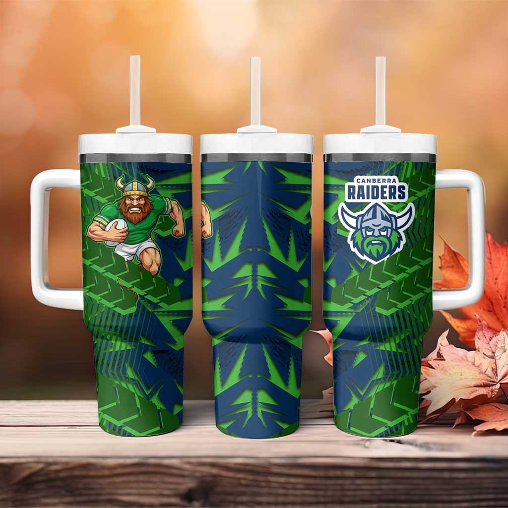 Canberra Raiders Rugby Tumbler With Handle Fierce Mascot Geometric Tribal Art