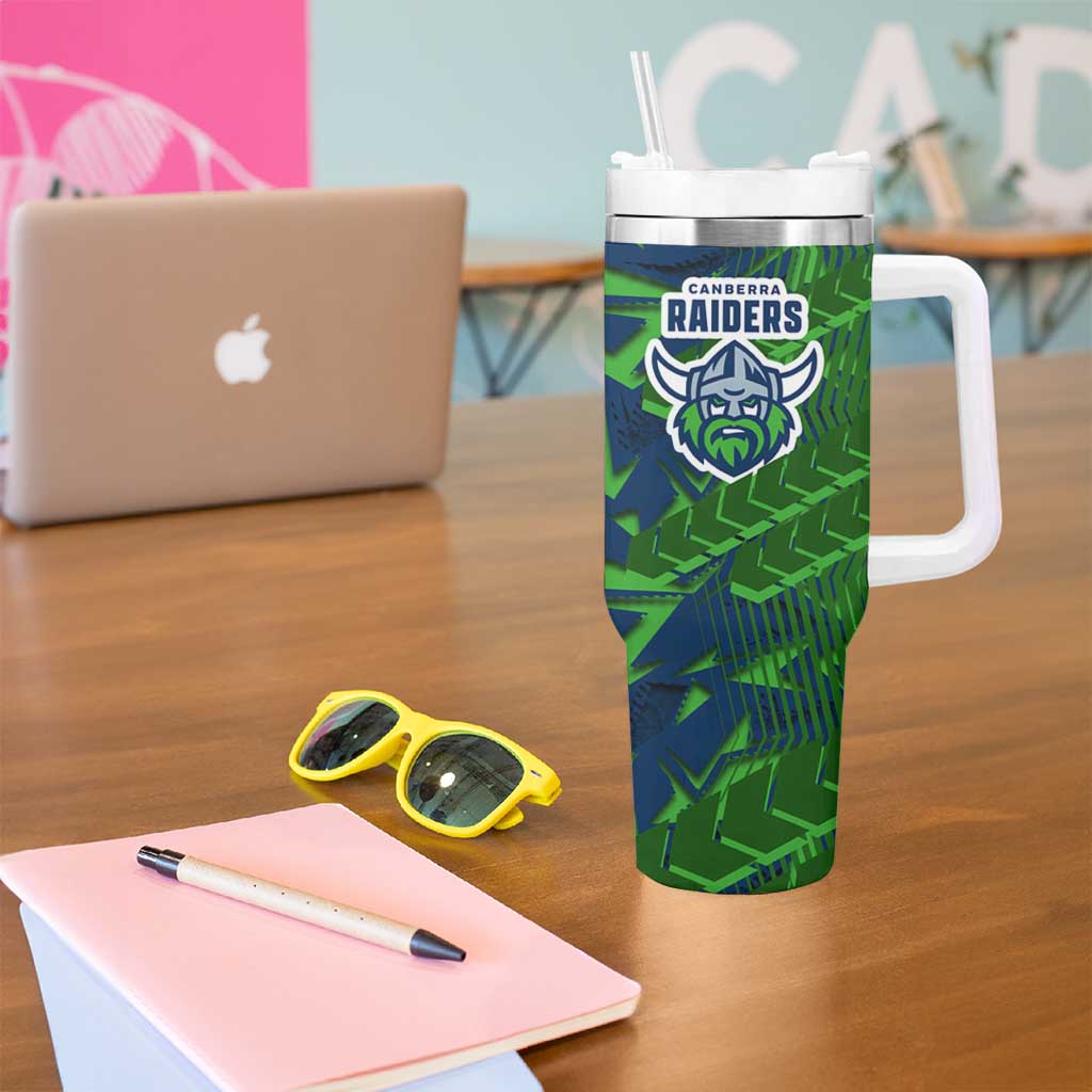 Canberra Raiders Rugby Tumbler With Handle Fierce Mascot Geometric Tribal Art