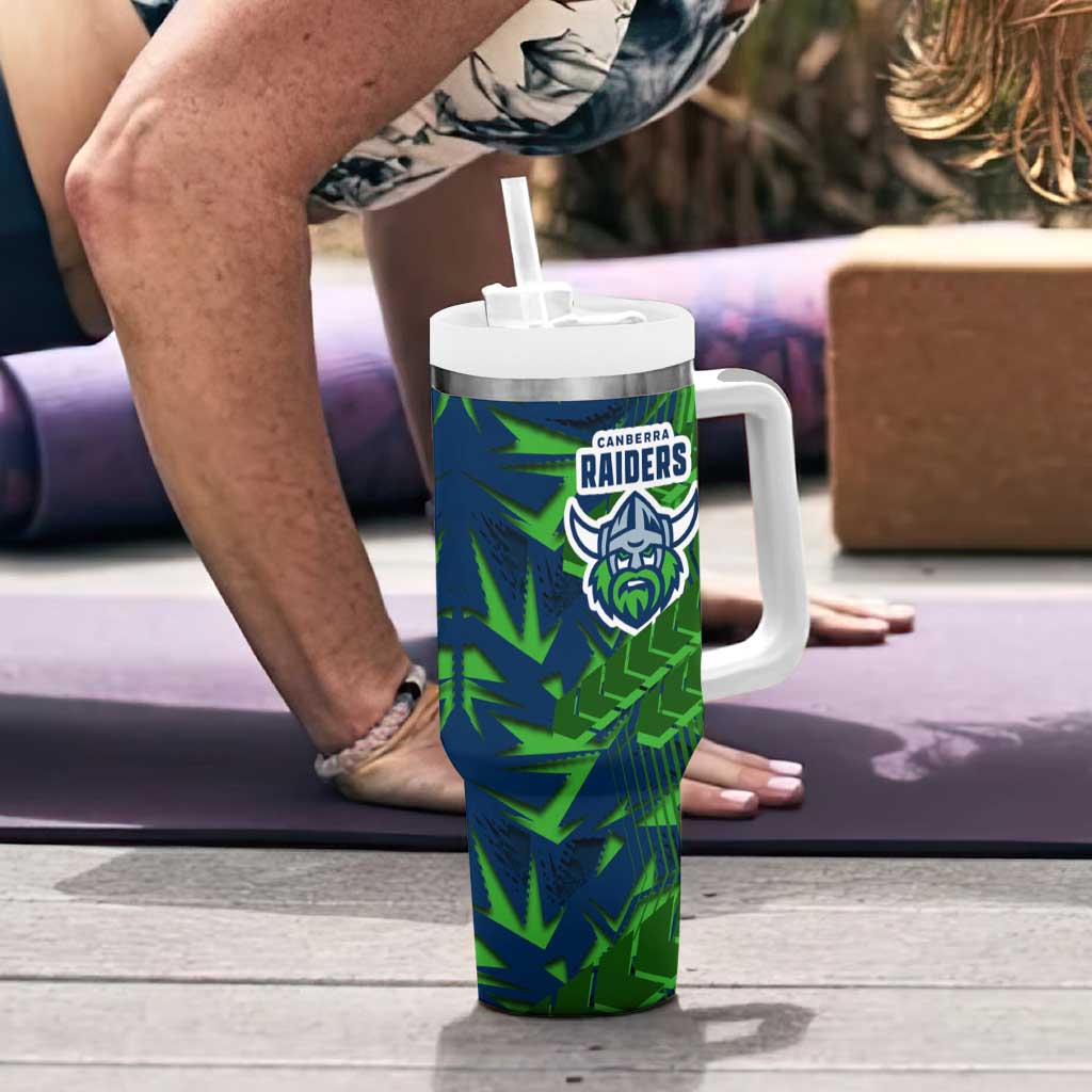 Canberra Raiders Rugby Tumbler With Handle Fierce Mascot Geometric Tribal Art