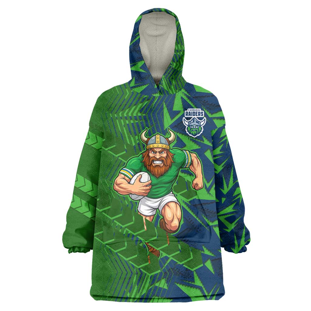Canberra Raiders Rugby Wearable Blanket Hoodie Fierce Mascot Geometric Tribal Art
