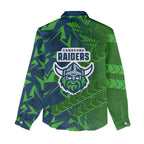 Canberra Raiders Rugby Women Casual Shirt Fierce Mascot Geometric Tribal Art
