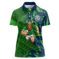 Canberra Raiders Rugby Women Polo Shirt Fierce Mascot Geometric Tribal Art